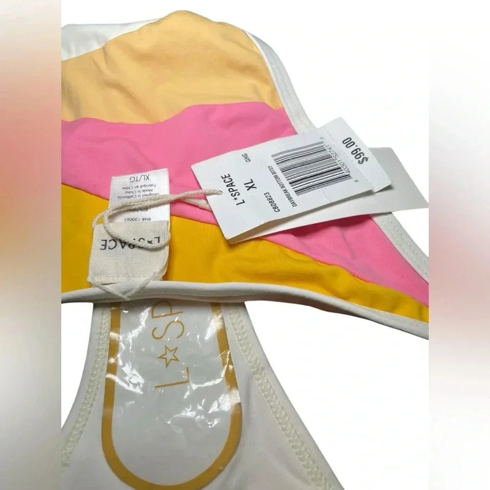 L*Space Daybreak Bitsy Bikini Bottom XL NWT Colorblock Cheeky Swim